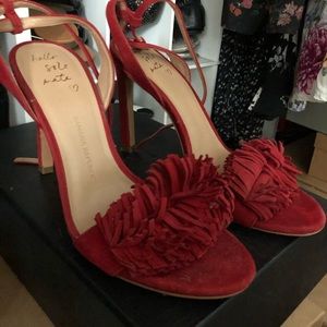 Red suede sandal heels